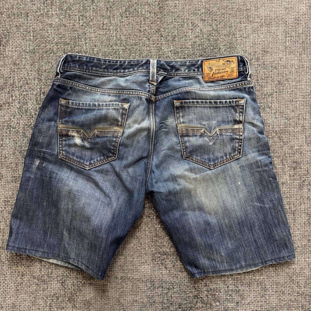 Diesel Denim Shorts Mens 34 Blue Jorts Distressed Y2K Skater Embroidered 0489